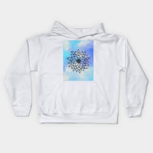 Tie Dye Blue Linework Flower Blue Kids Hoodie